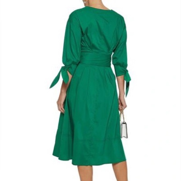 Grey Jason Wu Kelly Emerald Green Midi Button Front Shirt Dress | Size 10 - Picture 4 of 13